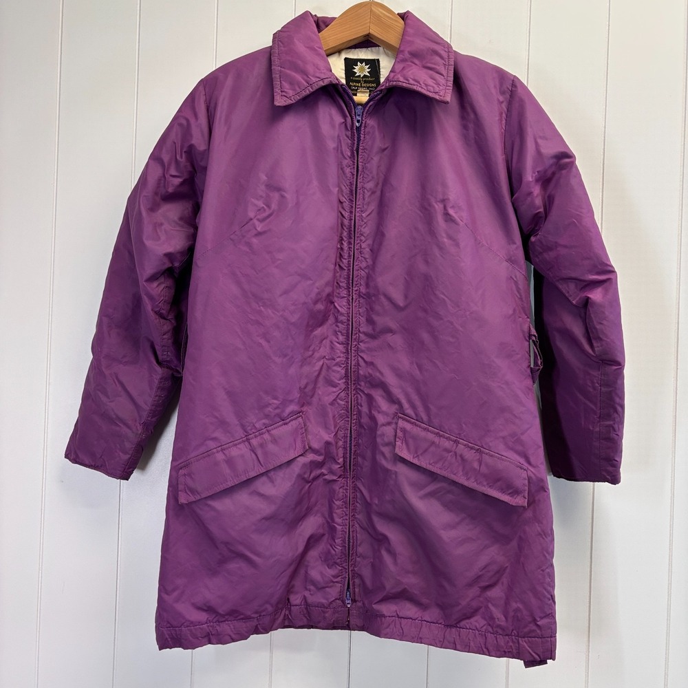 Vintage Alpine Designs Womens Snow Goose Down Winter Coat Size M Purple Classic